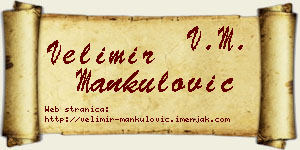 Velimir Mankulović vizit kartica